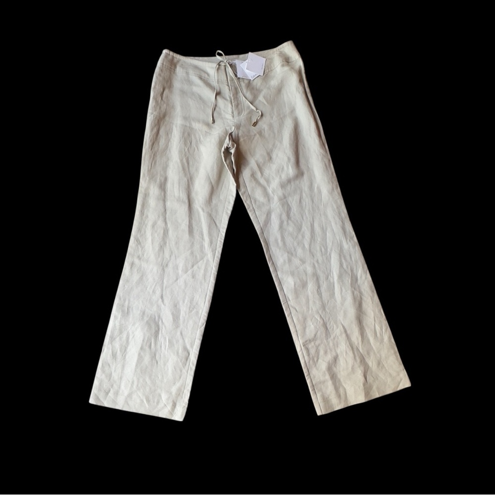 New Calvin Klein Women's Cream Chinos Linen Blend Womens Size 10 Beige